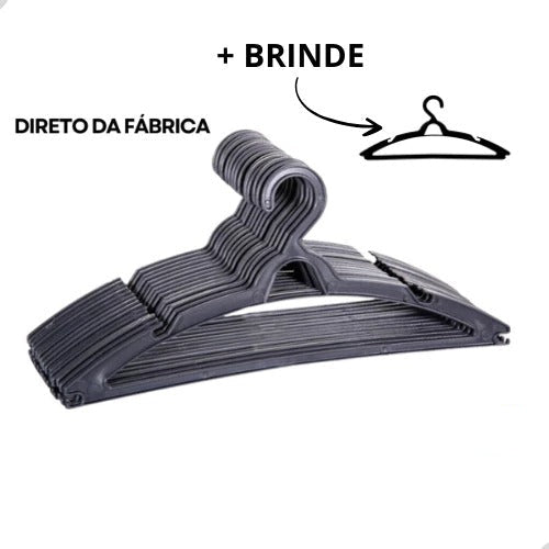 Cabide Adulto Preto Kit 100 Cabides Reforçados