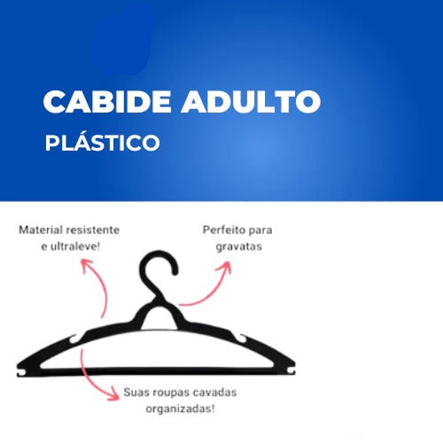 Cabide Adulto Preto Kit 100 Cabides Reforçados