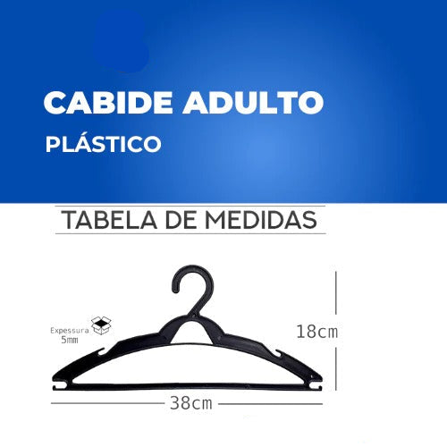 Cabide Adulto Preto Kit 100 Cabides Reforçados