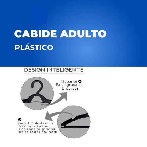 Cabide Adulto Preto Kit 100 Cabides Reforçados