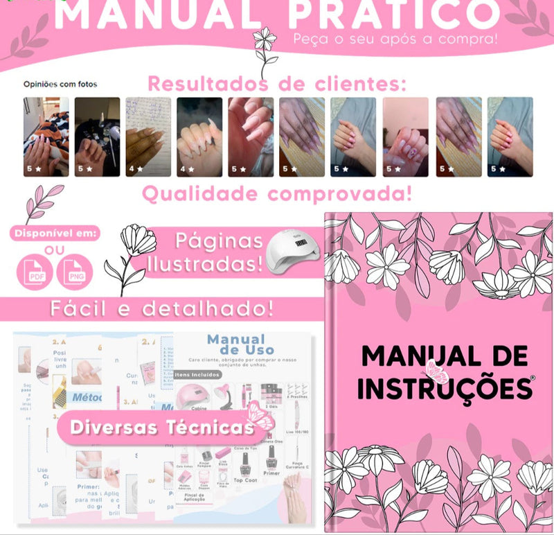 Kit Manicure e Pedicure para Alongamento e Extensão de Unhas